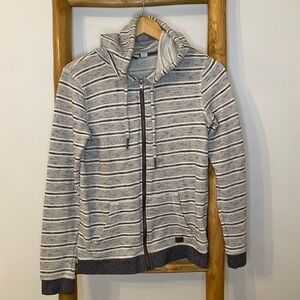 Roxy Stripes Gray Full Zip Hoodie Sweater Size Small Casual Beach Surf